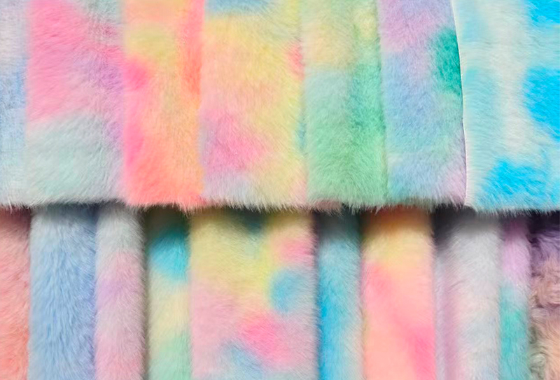 500GSM ヨーロピアンミンクプリント虹色のフェイクミンク生地 500GSM ヨーロピアンミンクプリント虹色のフェイクミンク生地
